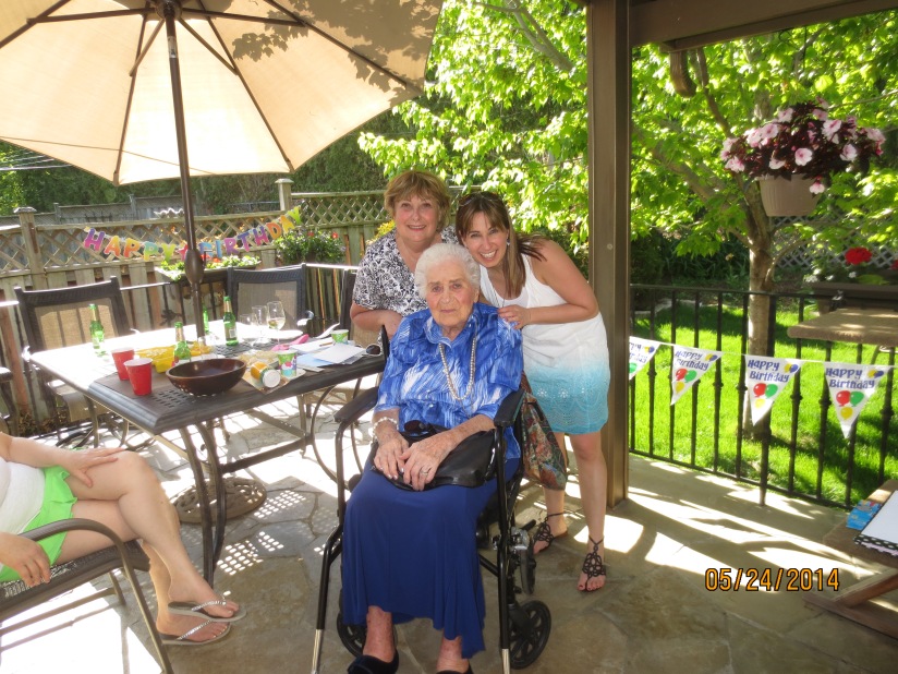 Vivian, Arna and granddaughter at 96th birthday party