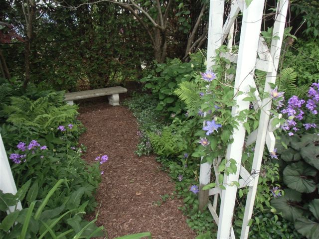 Mama's Garden Path and Arbor side