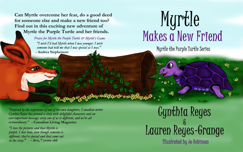 Book Cover - Myrtle Makes a New Friend - Front and Back coverspread